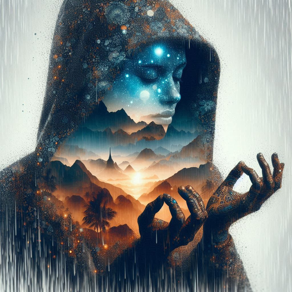 double exposure beautiful fantasy DALL-E 3 portrait landscap...