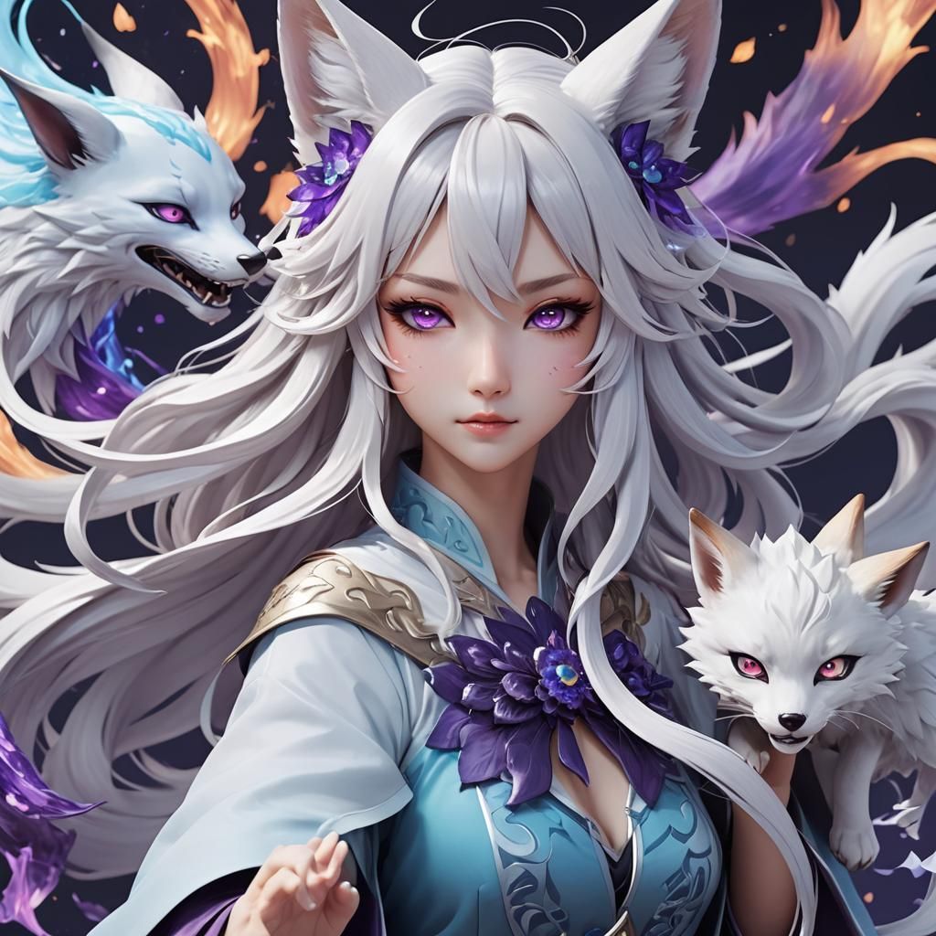 A white hair kitsune girl bonded with venom and possessed th...