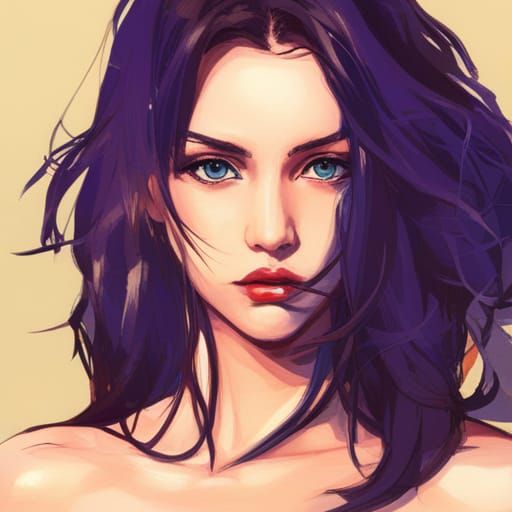 Painting of woman, wine colored hair - AI Generated Artwork - NightCafe ...