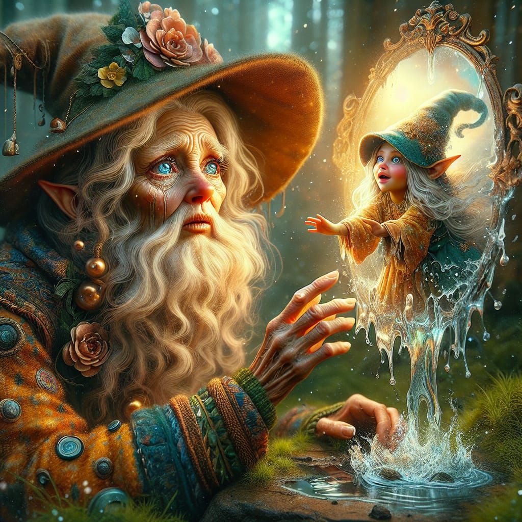 Old Gnome, longing remember her  Youth