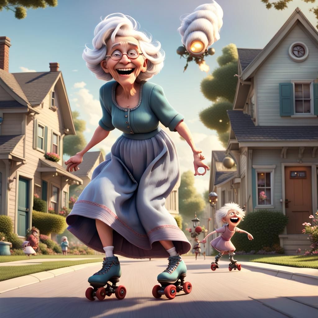 Roller skating granny