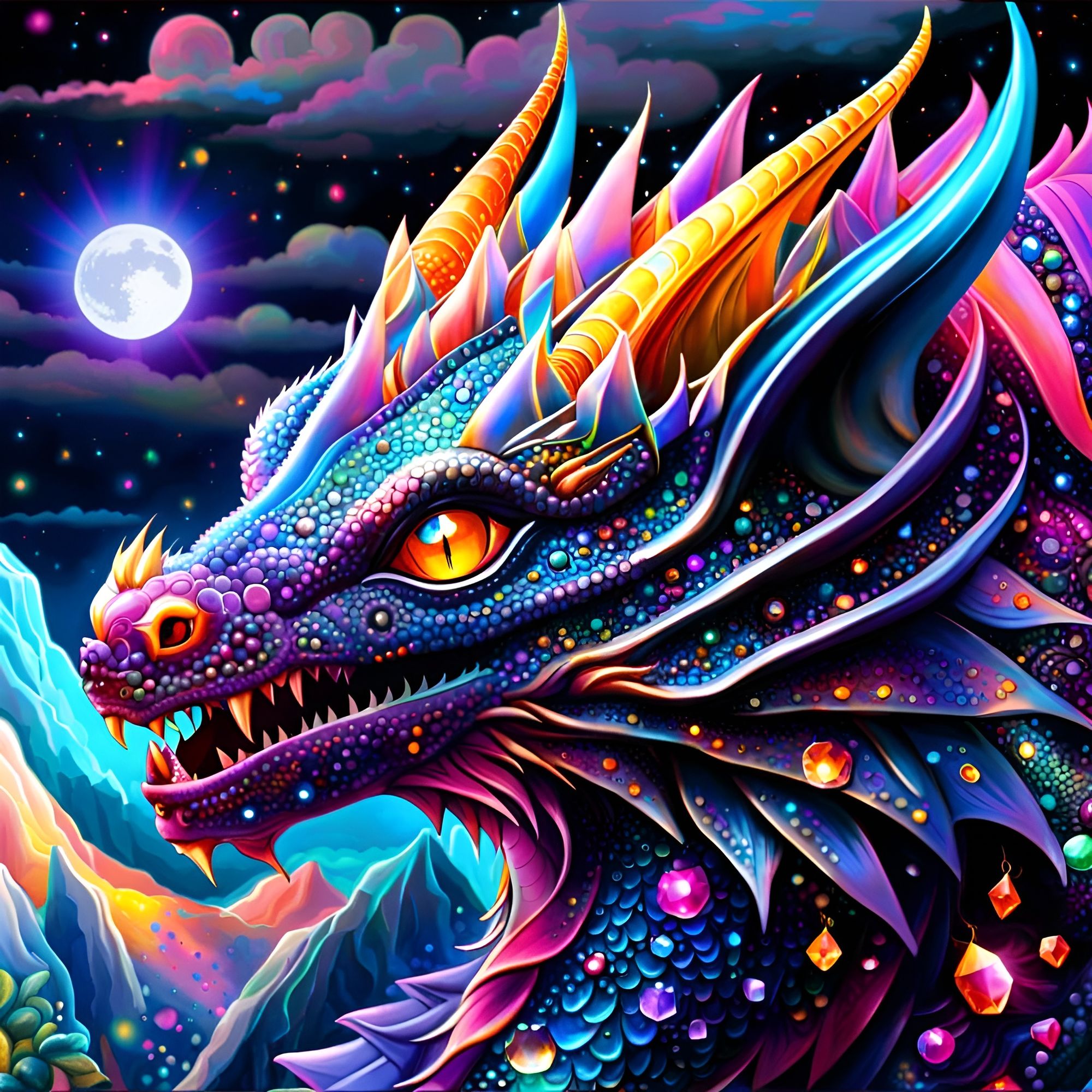 BeJeweled Dragon-bat - AI Generated Artwork - NightCafe Creator