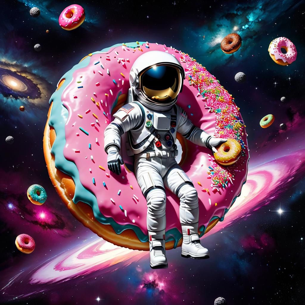a donut floating through space  by @Daleone