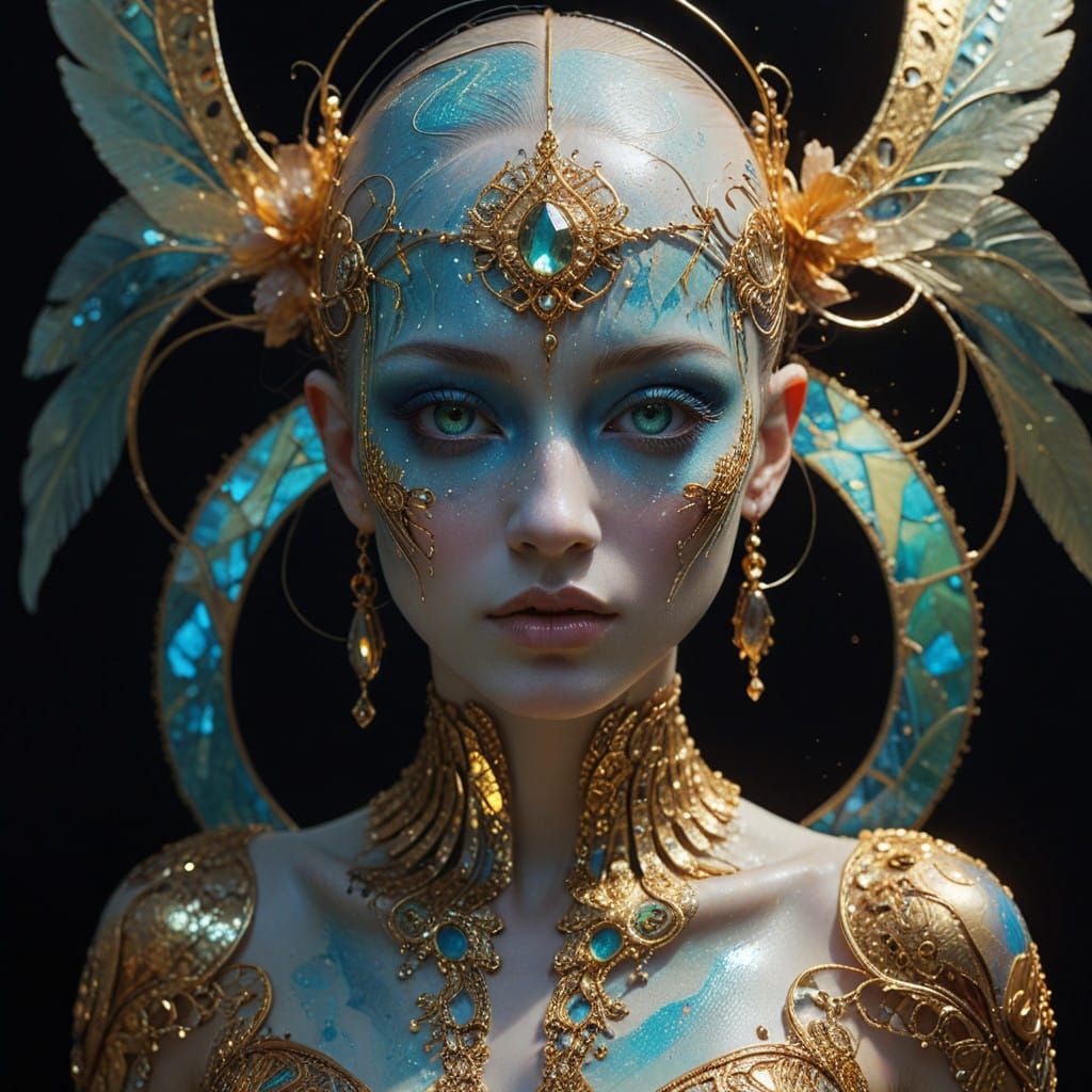 Ethereal Goddess in Cosmic Aura