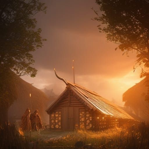 Viking Ritual Houses AI Generated Artwork NightCafe Creator