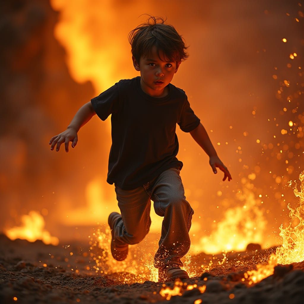 Heroic Boy Runs Through Fiery Lava to Save Brother