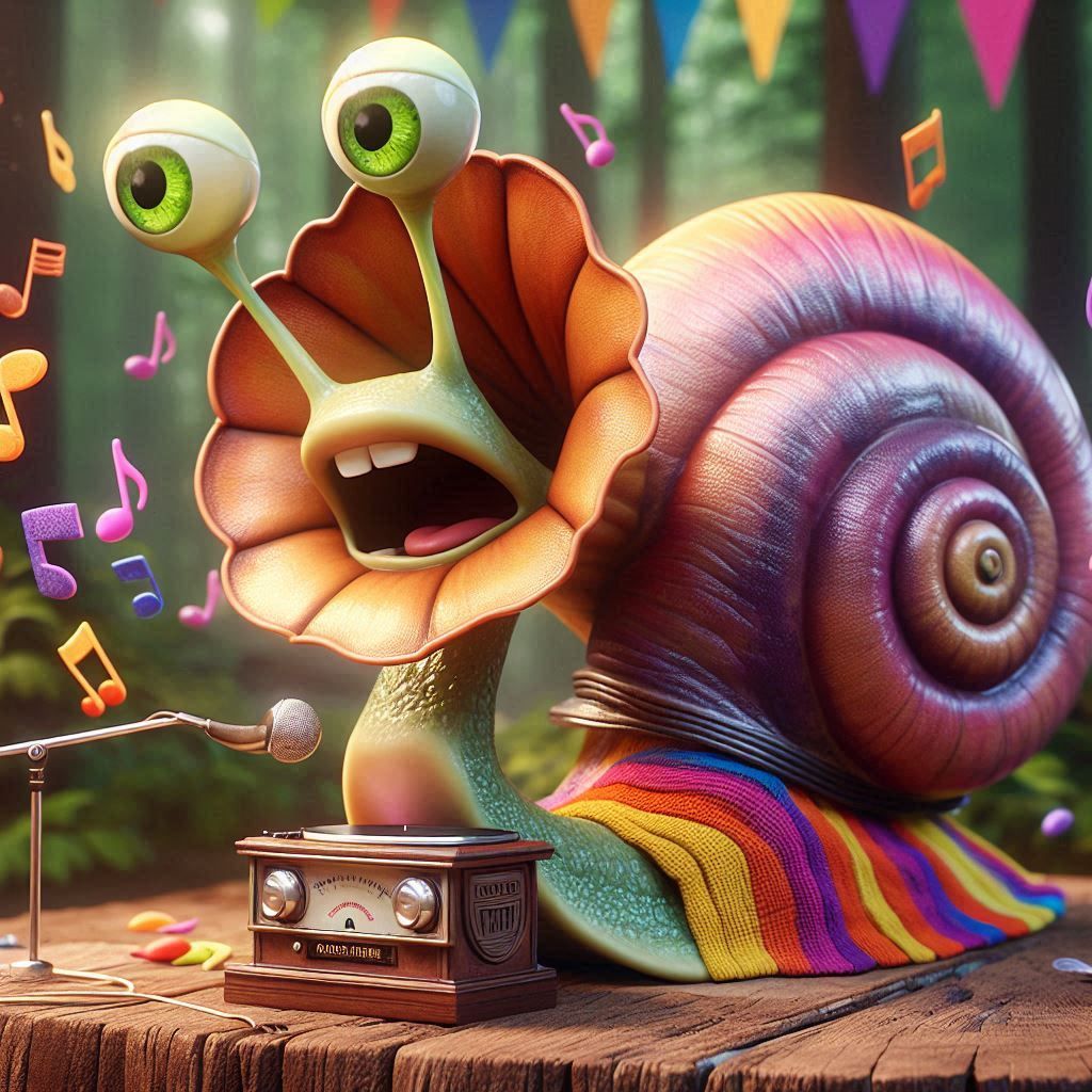 snail with a grammophone