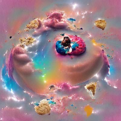 the universe in the shape of a cupcake being gobbled down by...