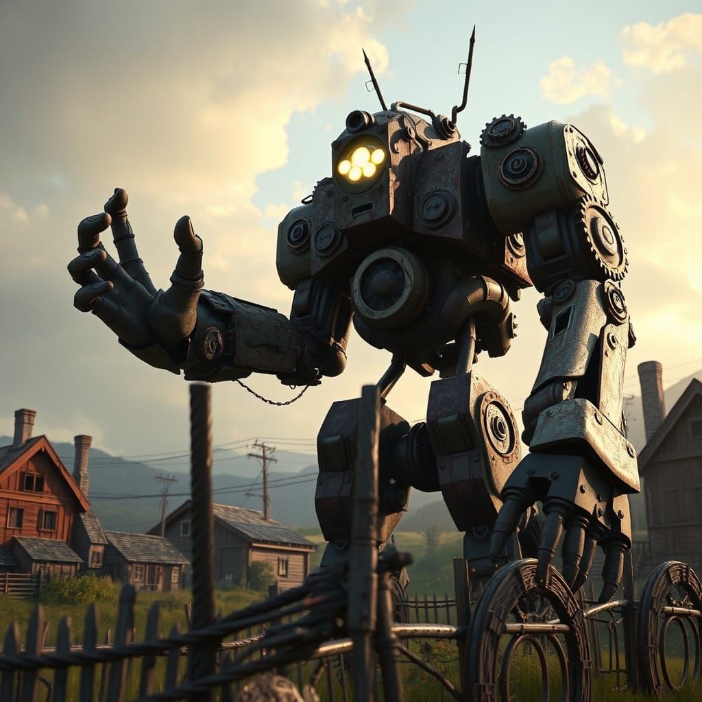 standing guard over a small village, ...  by @BulePanda