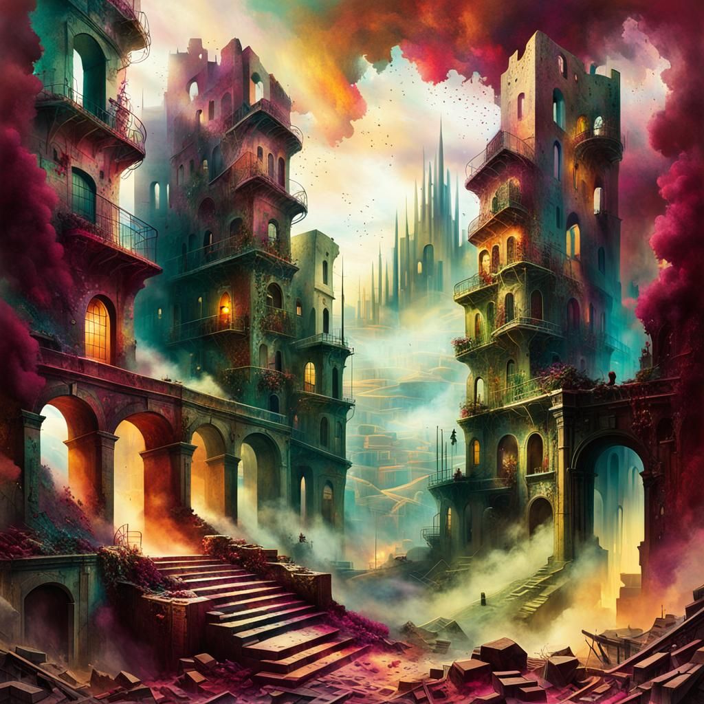 "For whom the bell tolls"  An abandoned, bombed city in the ...
