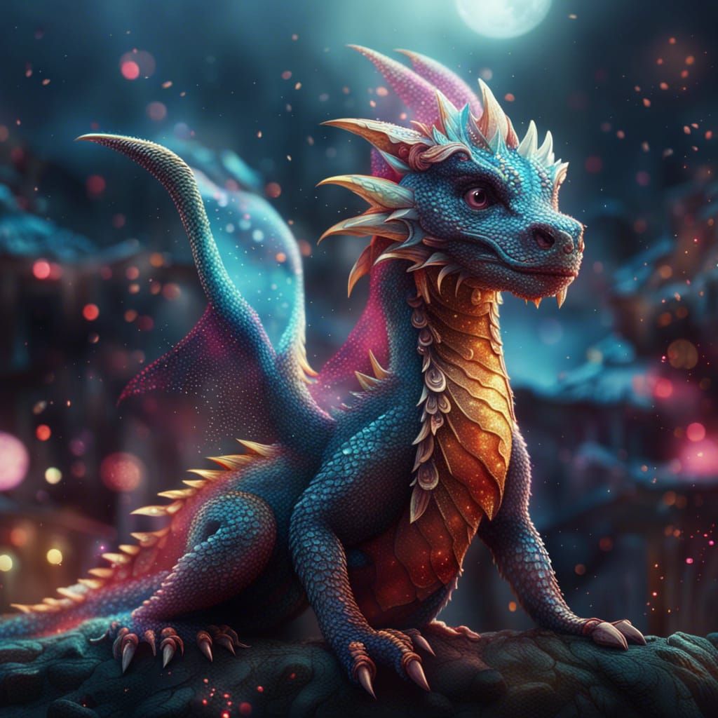glitter and bright little dragon