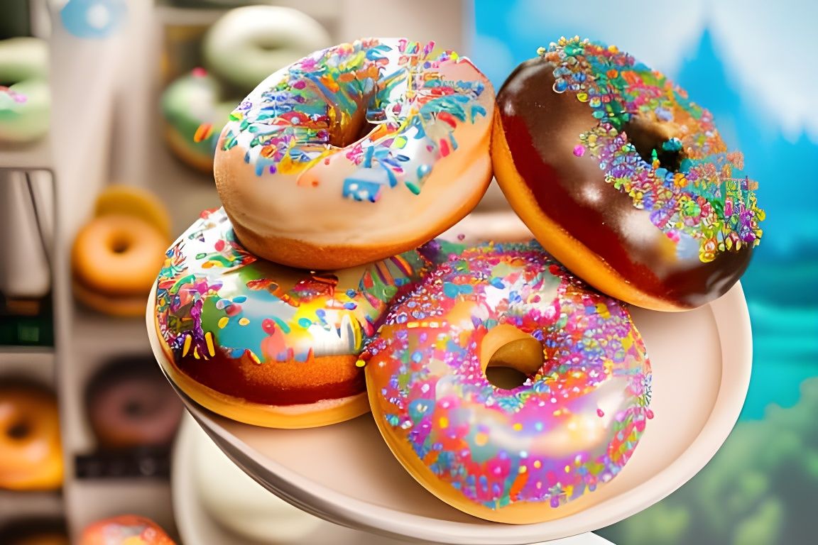 “hyperrealistic DONUTS MADE OF LOTS COLORFUL INGREDIENTS HELIUM FLAVORS"   by @Miles_Curtis
