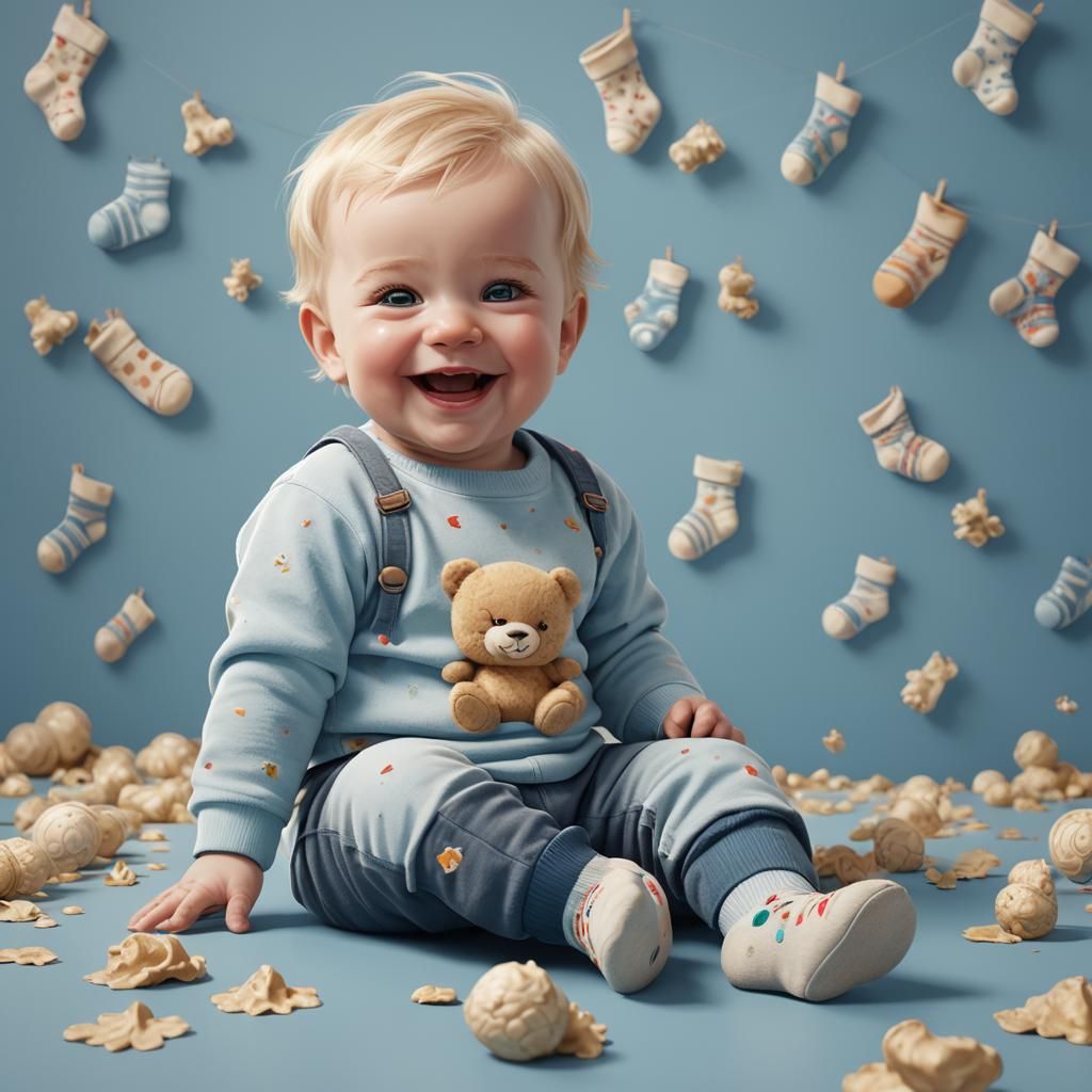 Sweet Fantasy Baby in Dreamy Light Blue Scene
