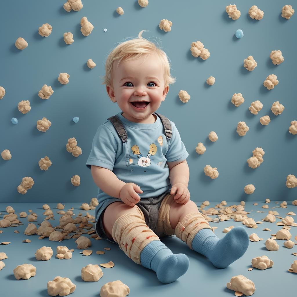 Sweet Fantasy Baby on Light Blue Background