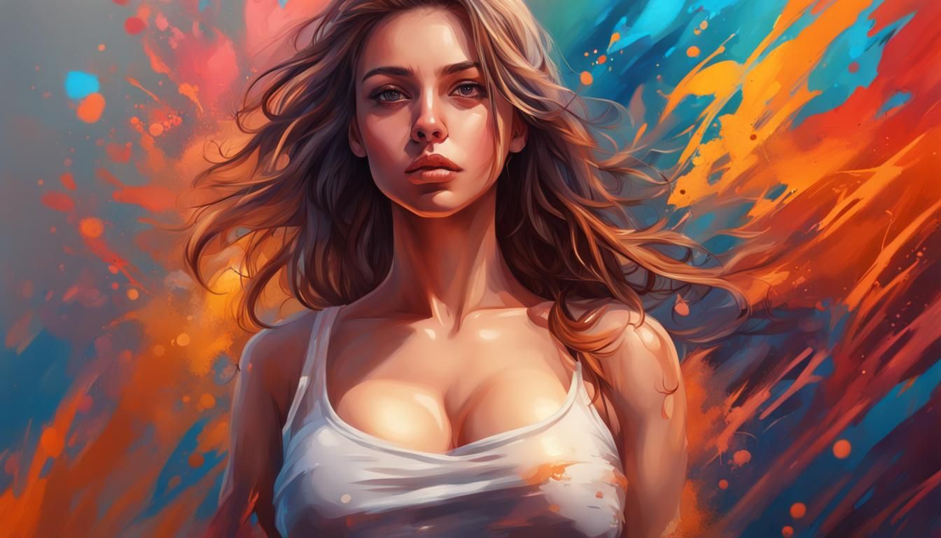 very beautiful girl with big chest in sight - AI Generated Artwork - NightCafe  Creator
