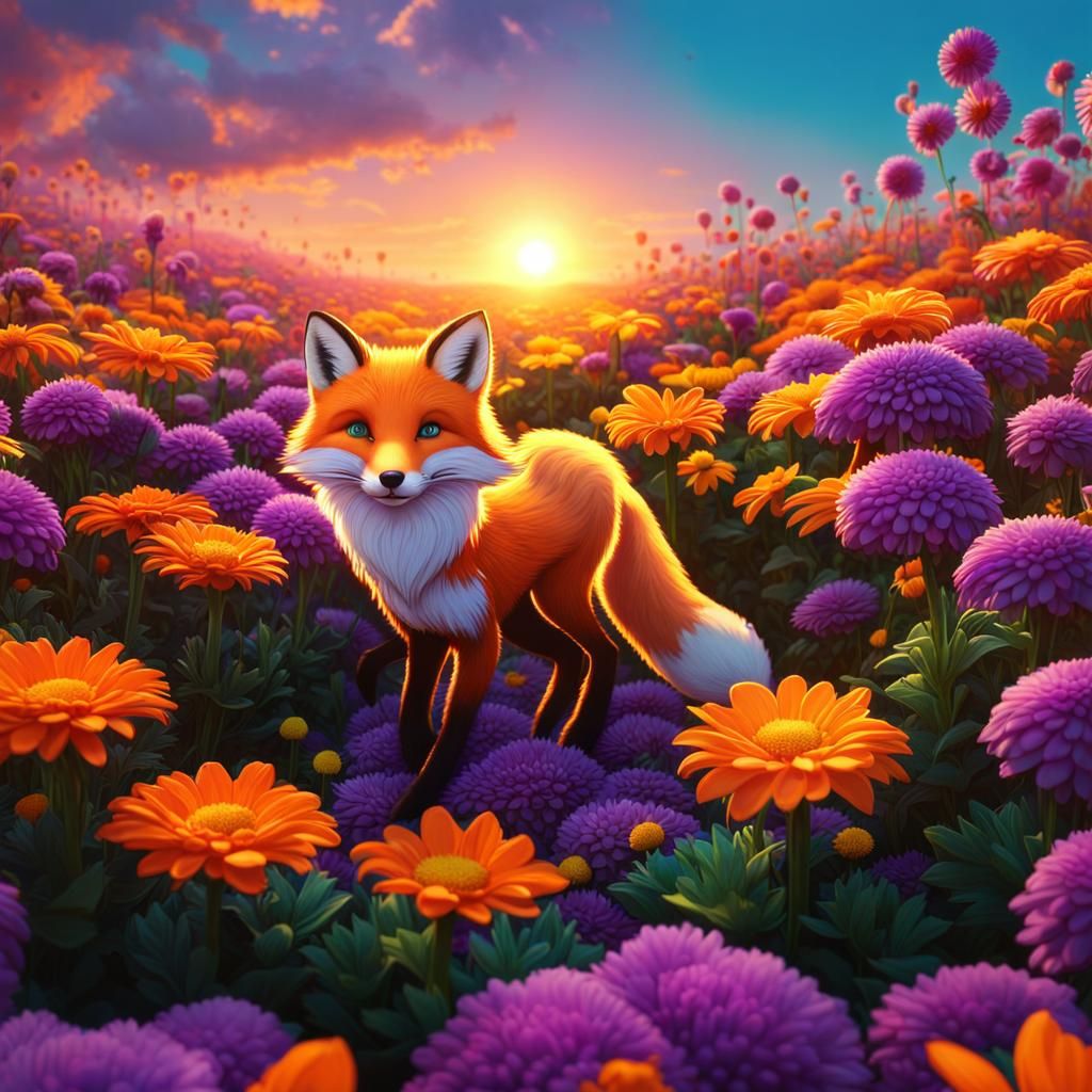 Fox in Flowers 2