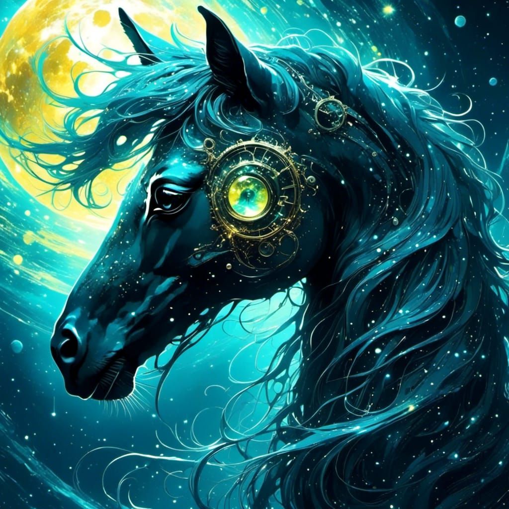 cute intricate <lora:eye:1.0><lora:kitten:1.0>seahorse made as constellation emerging from a bioluminescent galaxy_glow intricate biomorphis...