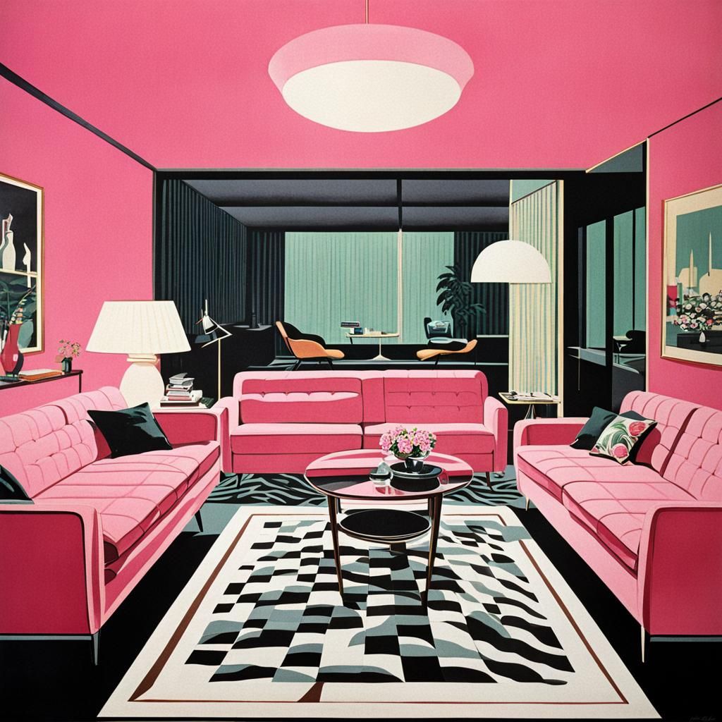 Retro Pink Living Room AI Generated Artwork NightCafe Creator