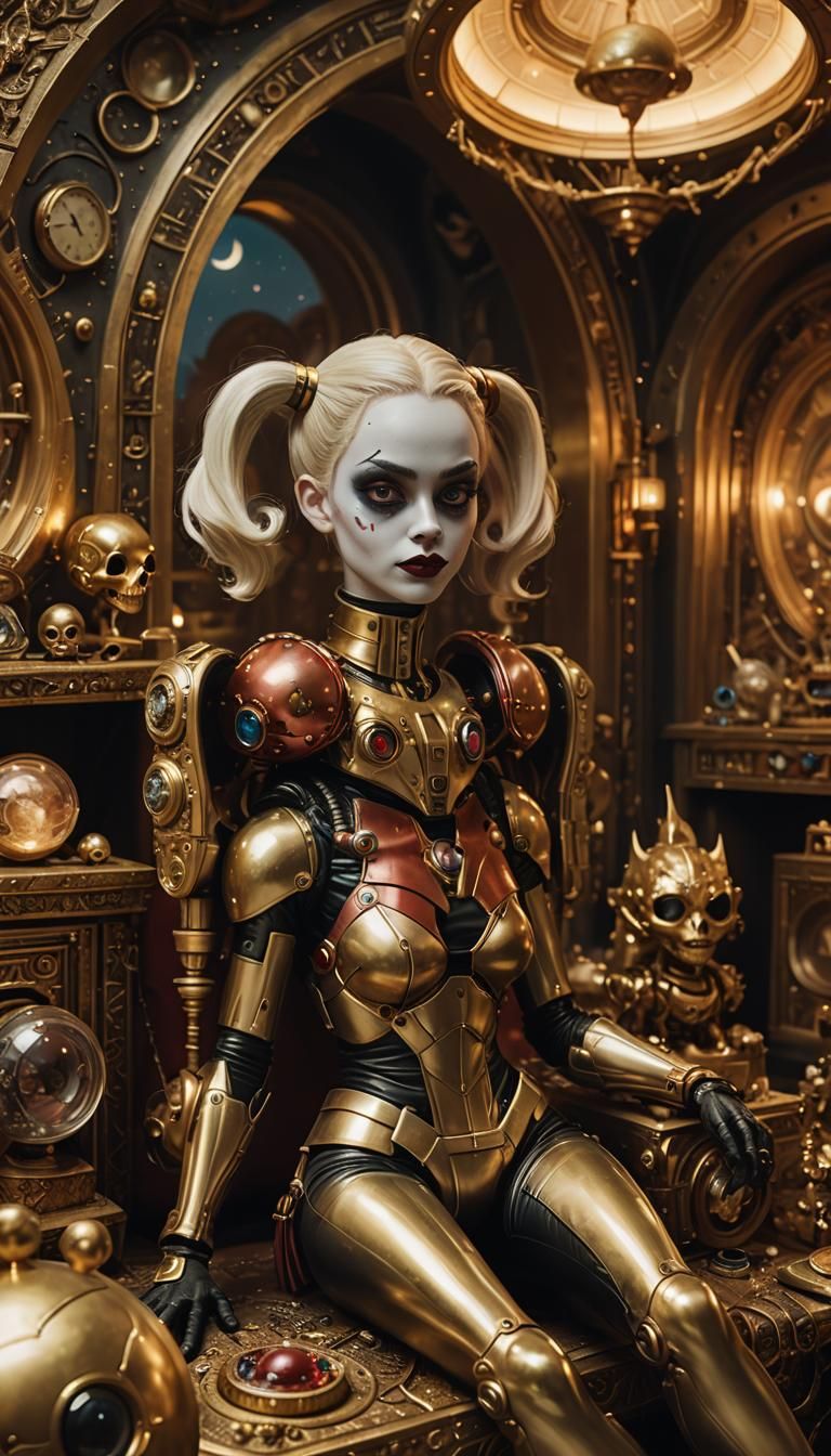 Realistic portrait of a Harley Quinn A peculiar Martian crea...