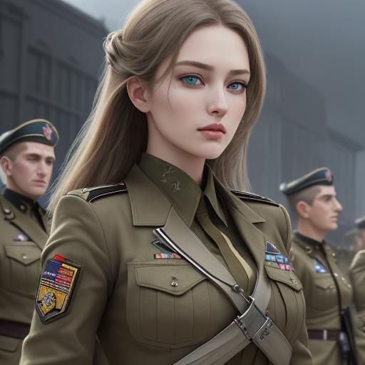 Lieutenant and her troops - AI Generated Artwork - NightCafe Creator