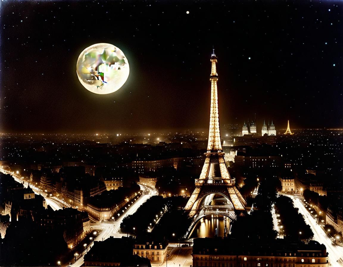 Autochrome, Twinkling stars, Paris eiffel tower Black and white soft ...