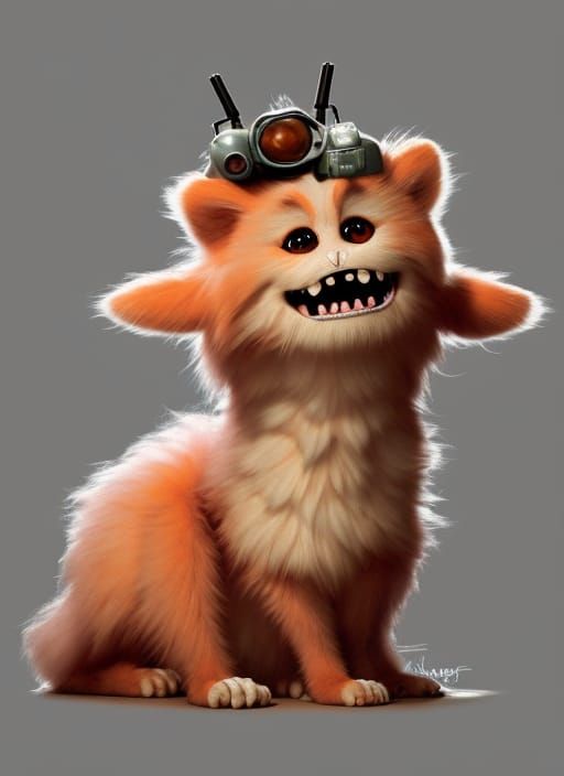 Fluffy apricot sink sofa monster