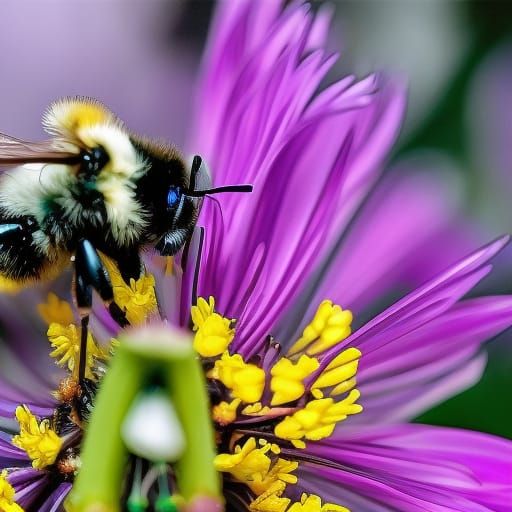 fractal diffusion, photo; flowers, bees; by 