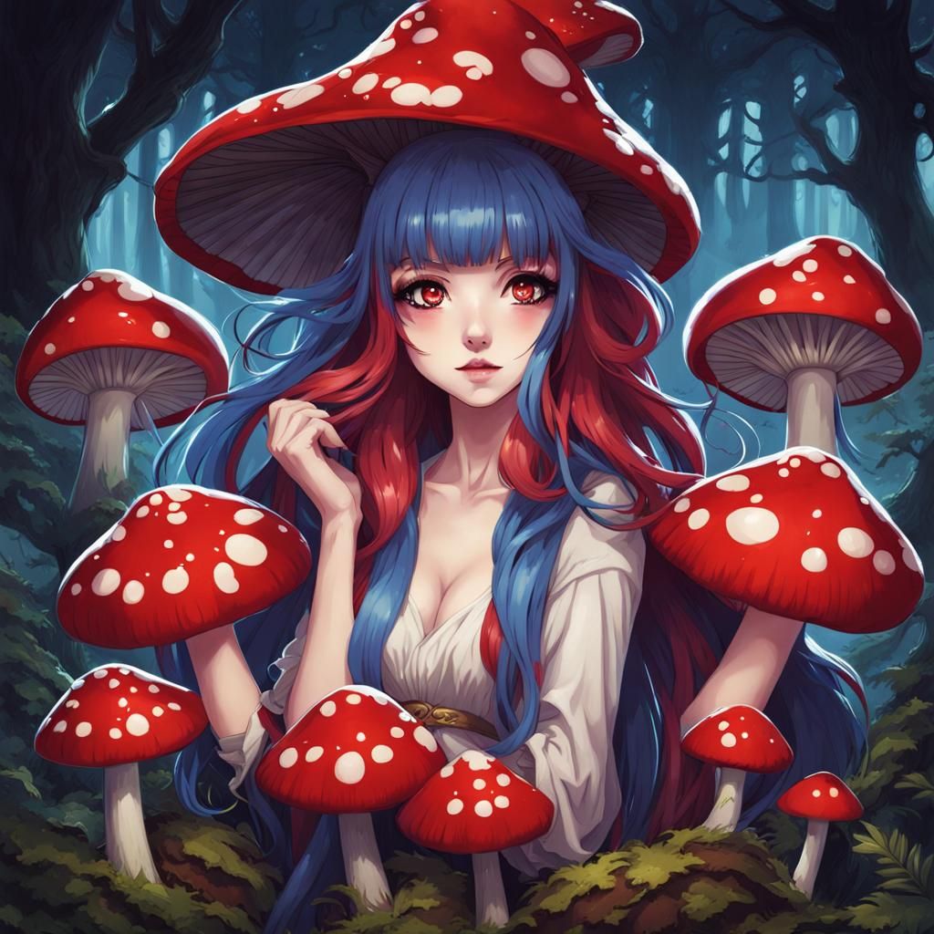 in the middle of a mushroom forest
