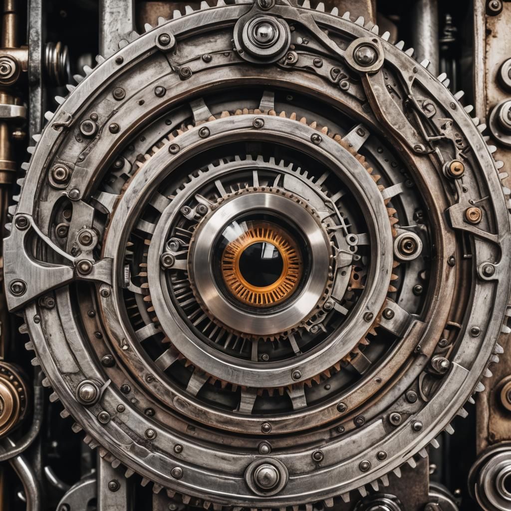 Steampunk Metal Eye Close-Up