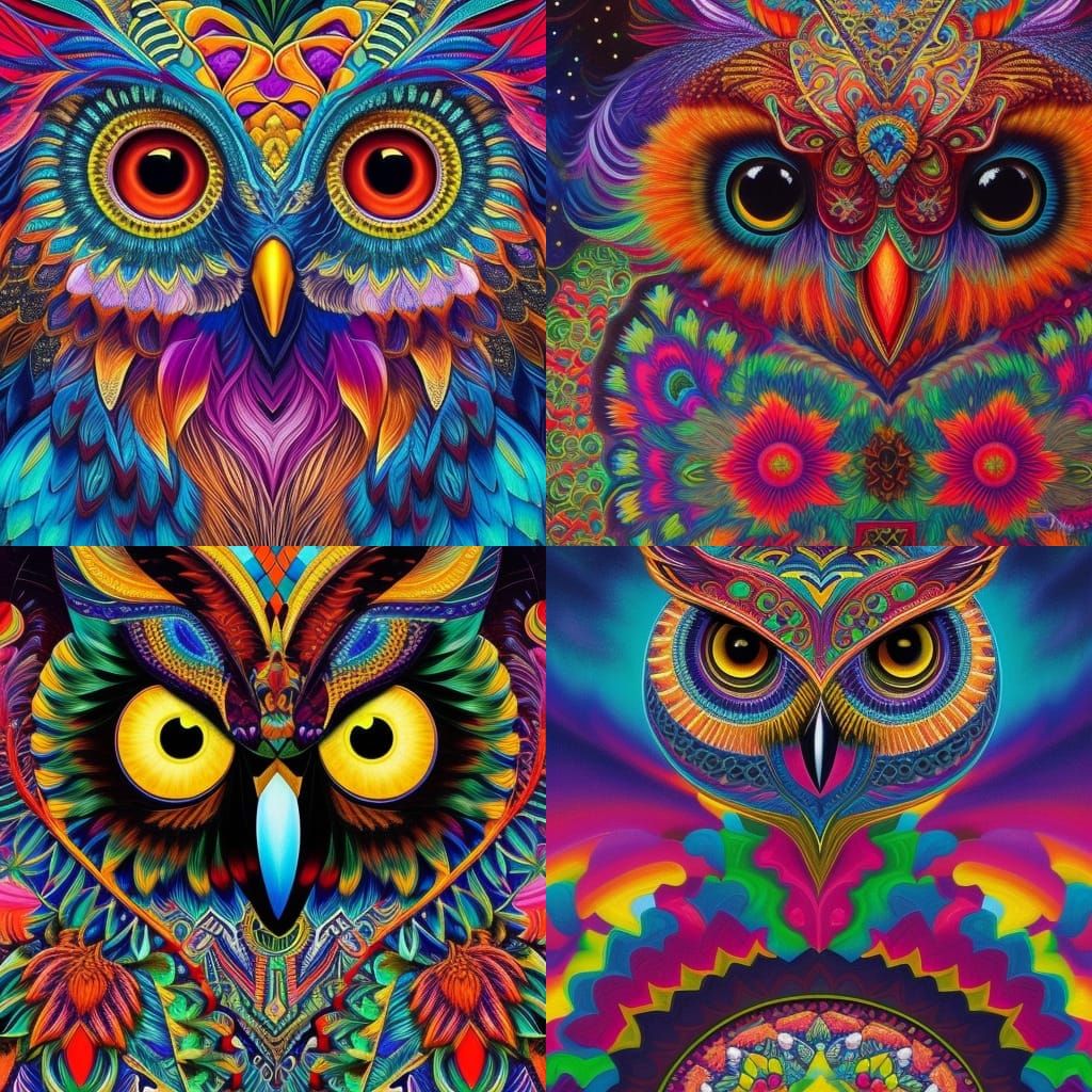 Colorful Folk-Art Owl - AI Generated Artwork - NightCafe Creator