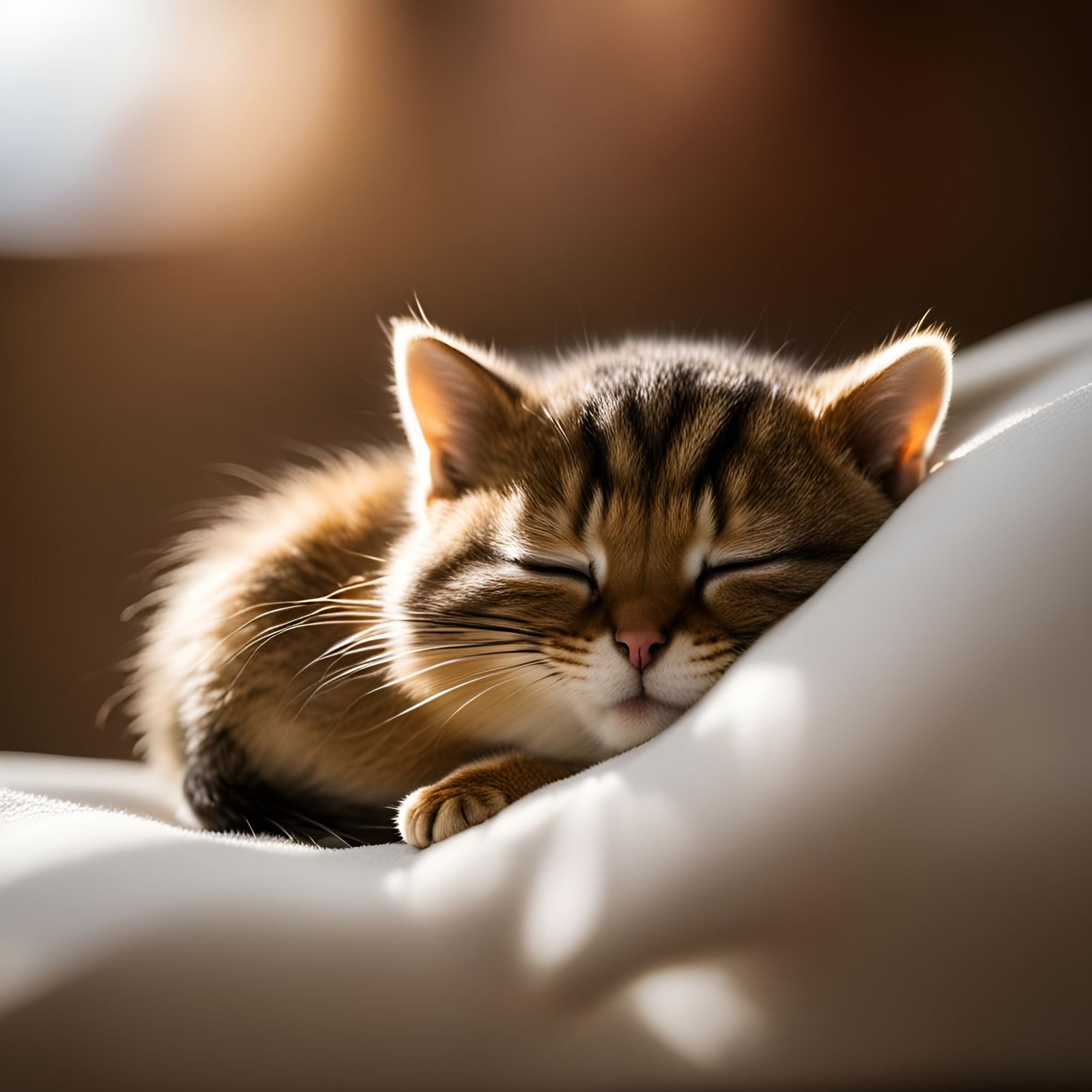 Timothy: an adorable kitty asleep on a pillow, chipmunk hybr...