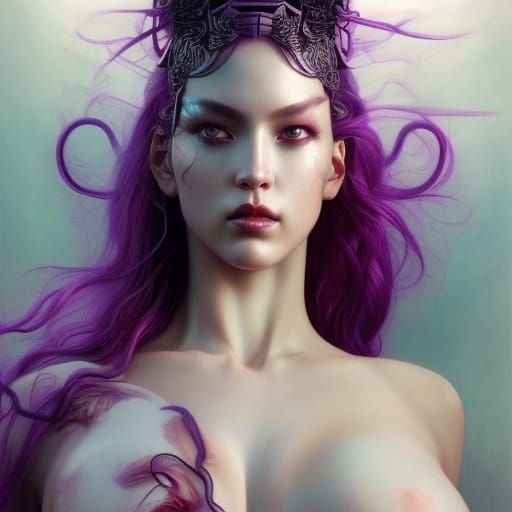 Gorgeous Girl Purple Hair Excite Goddess Ai Generated Artwork Nightcafe Creator 6490