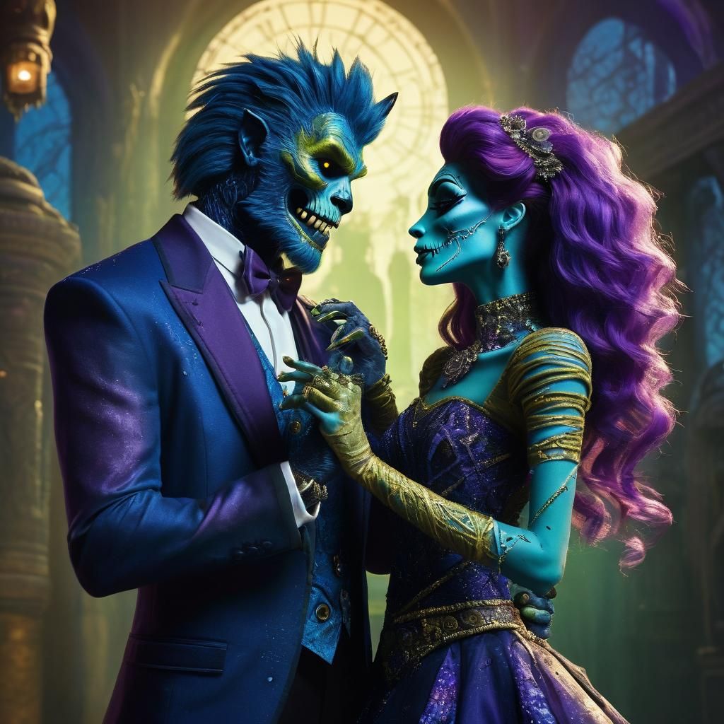 Wolfman and a Mummy Slow Dancing  by @Tim Brown