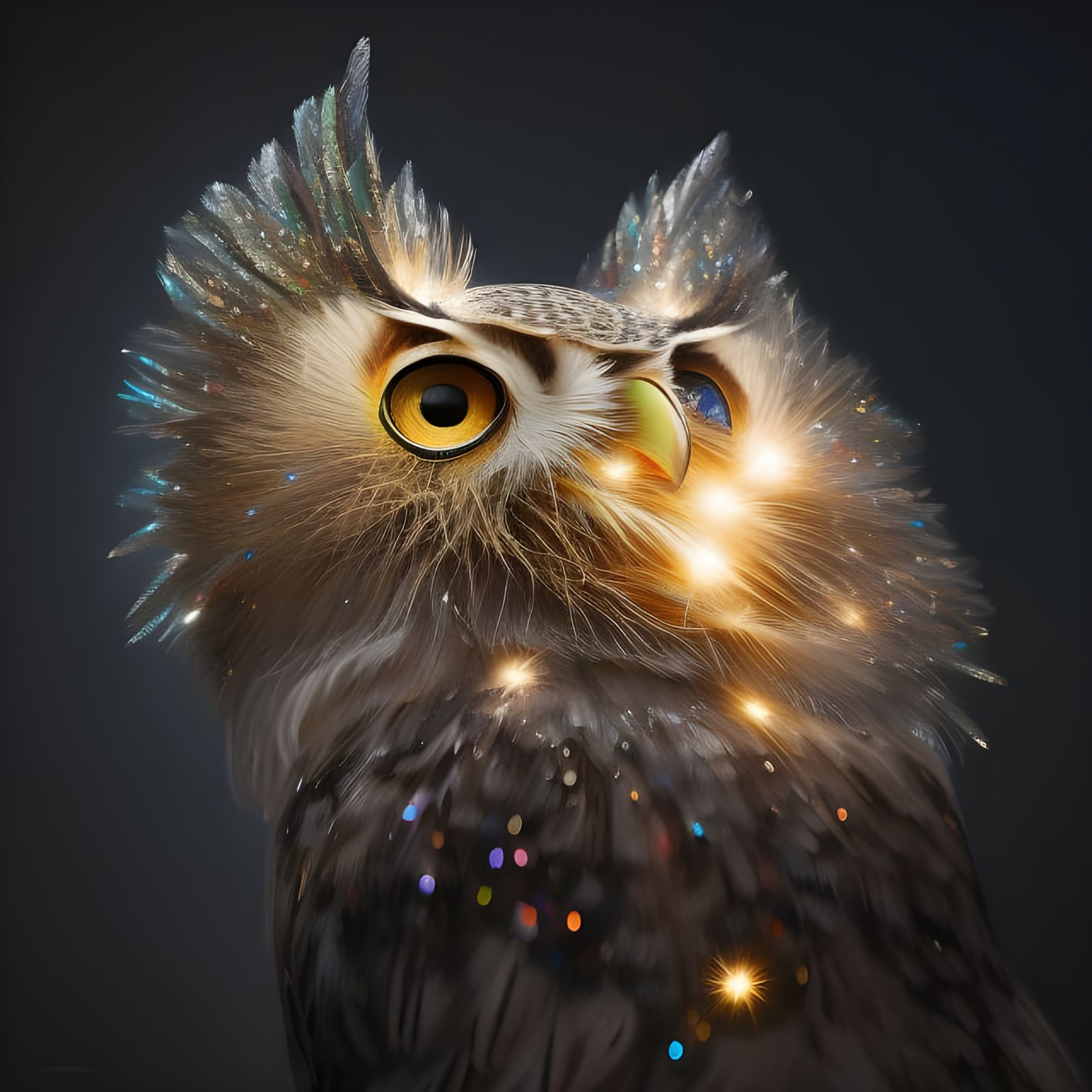 Glittering Owl Explosion: A Photorealistic Masterpiece