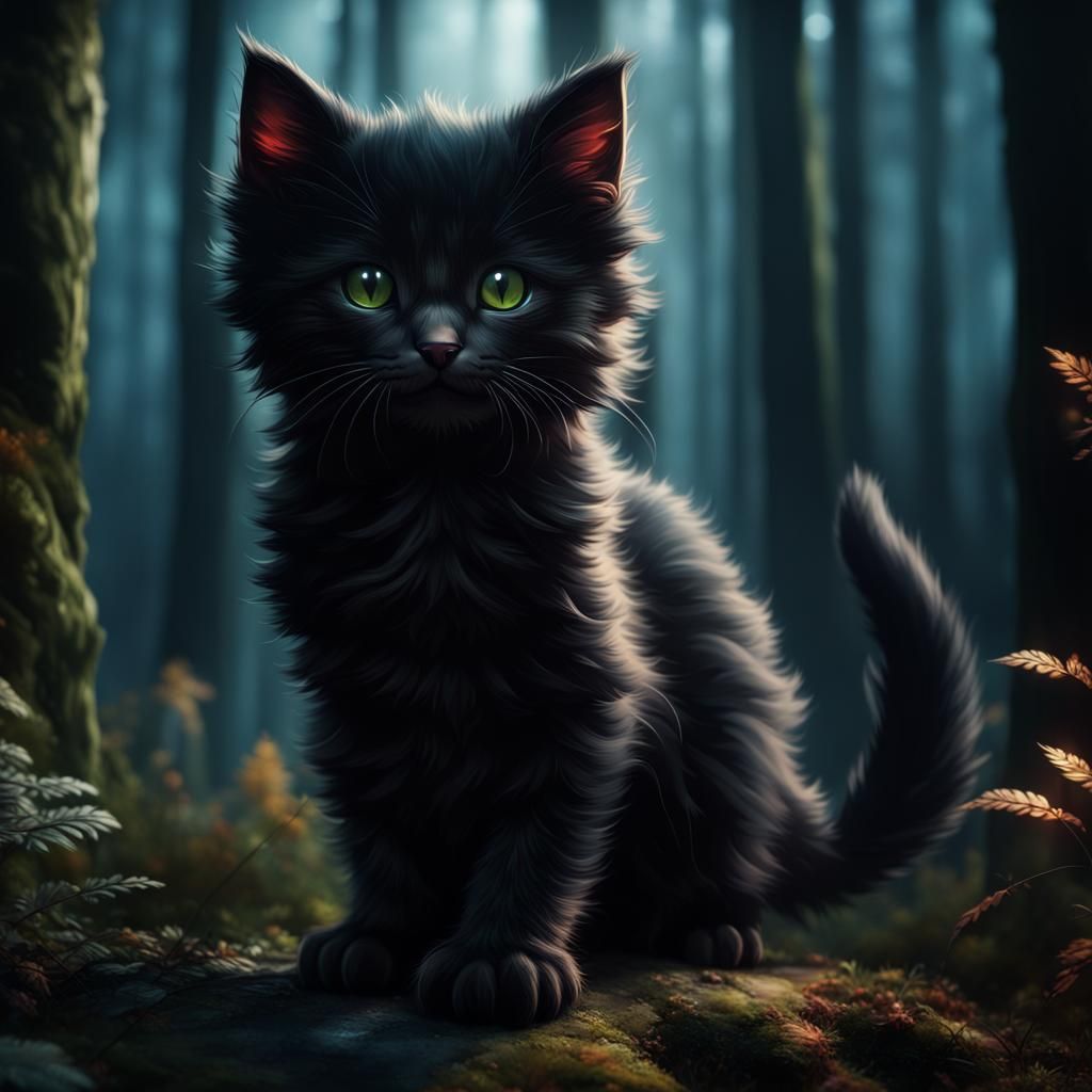 Black best sale kitten drawing