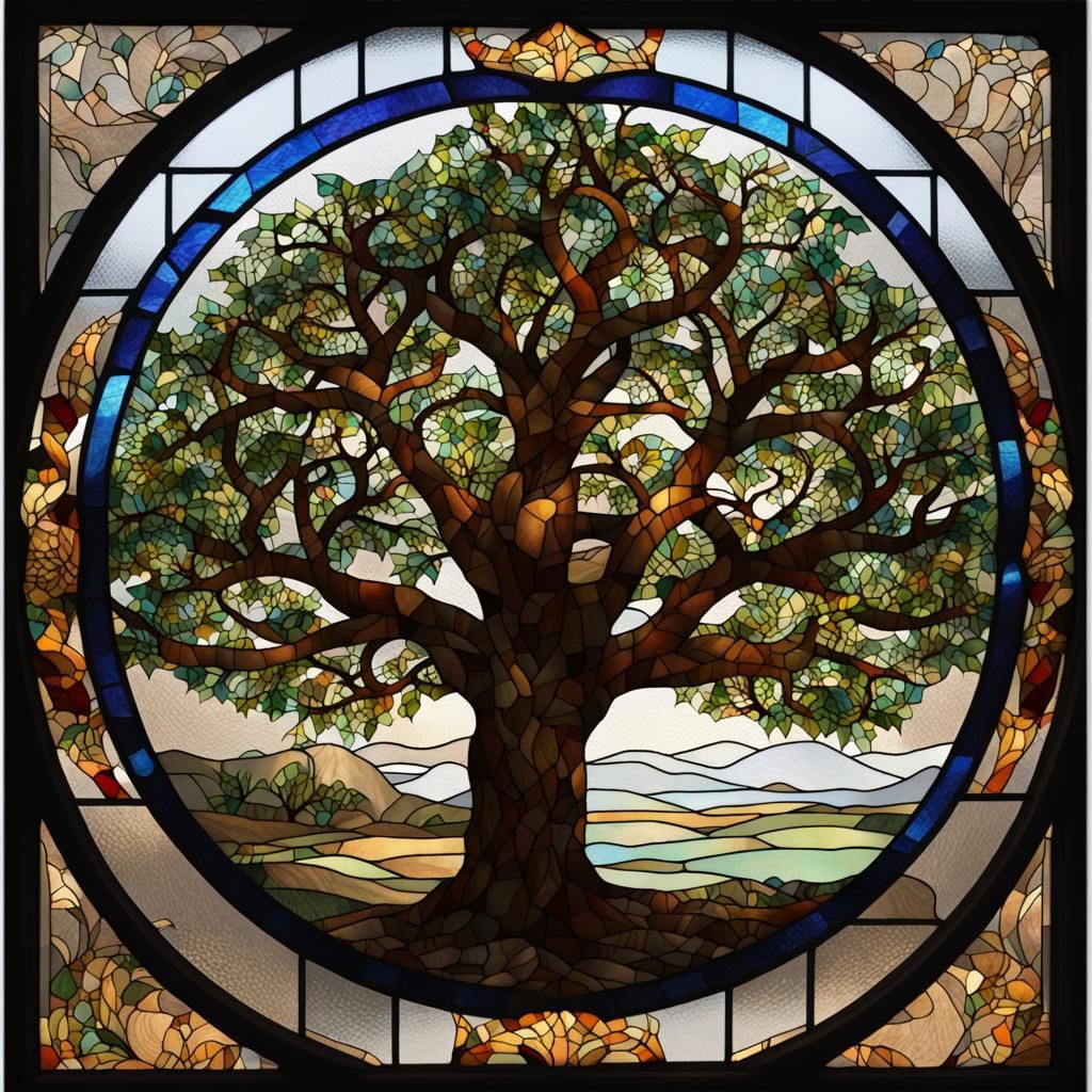 The tree of life (stained glass) - AI Generated Artwork - NightCafe Creator