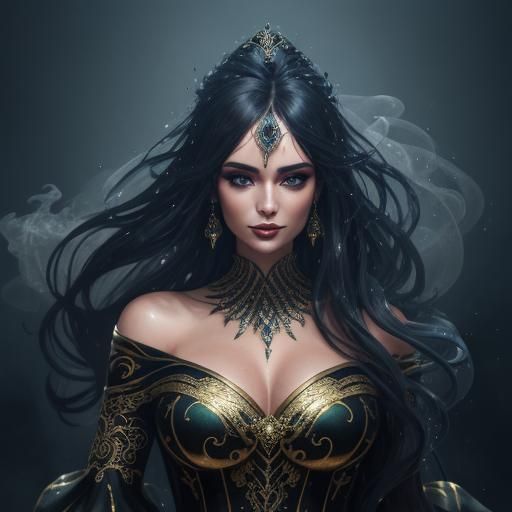 Smoky Portrait of Woman in Gothic Fantasy Style