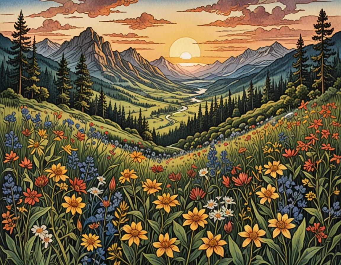 a glade of wild flowers