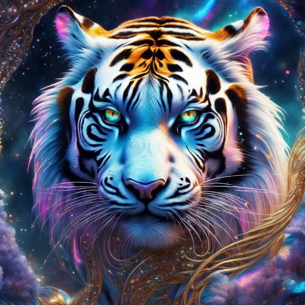 Holographic Tiger - Ai Generated Artwork - Nightcafe Creator