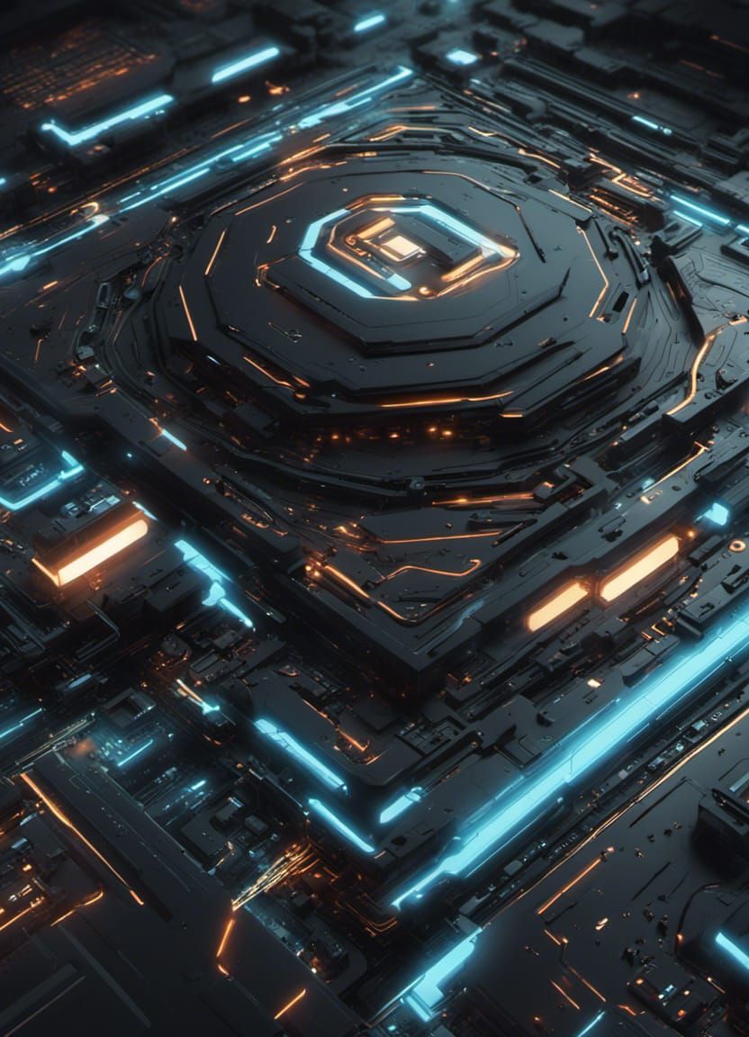 Futuristic Geometric Tech Art in Sci-Fi Style