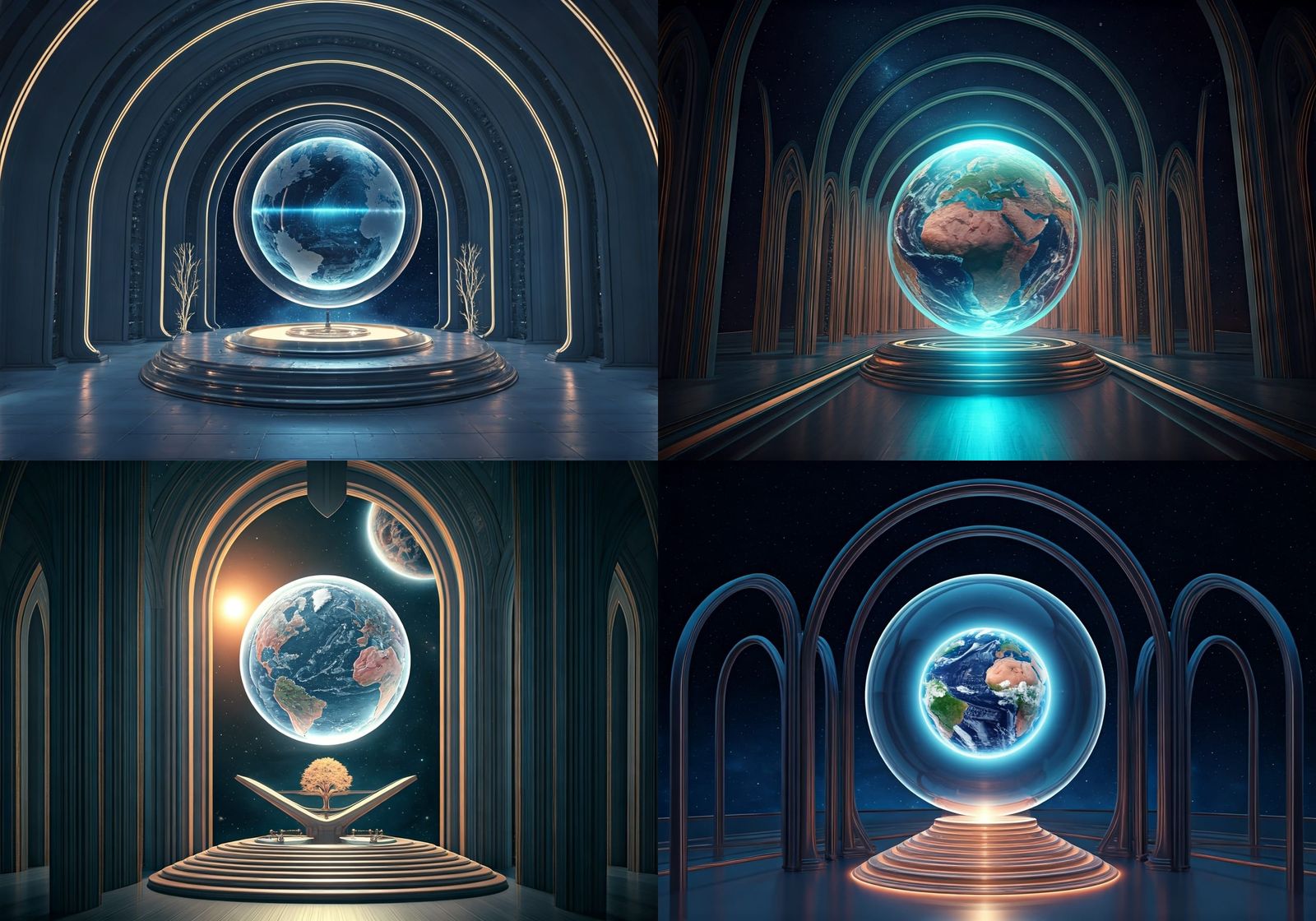 Hyper-realistic digital art in the style of Moebius. Mid-shot. A radiant, crystalline Earth floats gently within a trans...