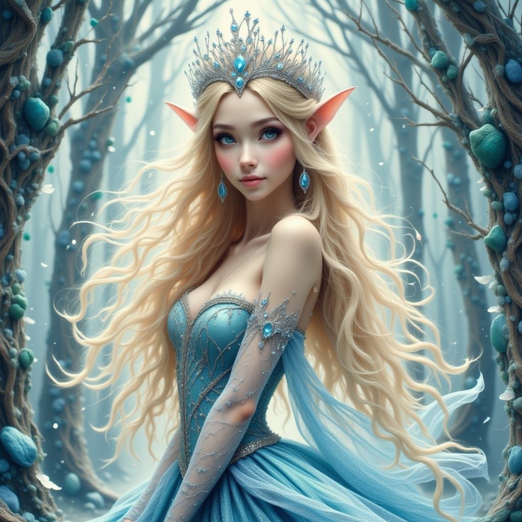 Elven Ice Princess with Golden Armor