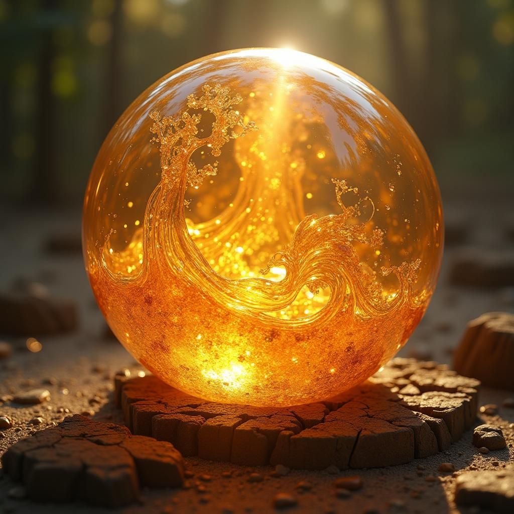 A crystal sphere containing liquid sunlight