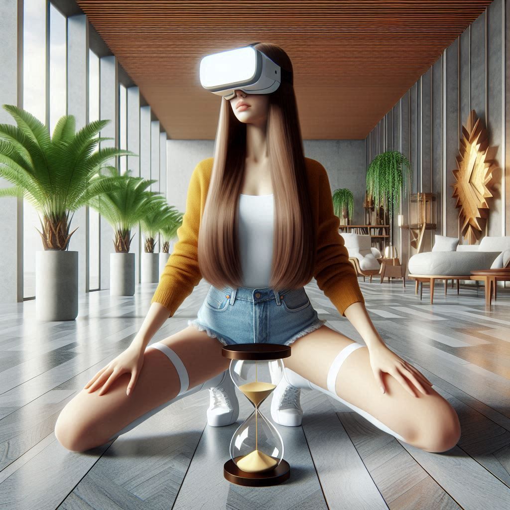 Sitting with hourglass