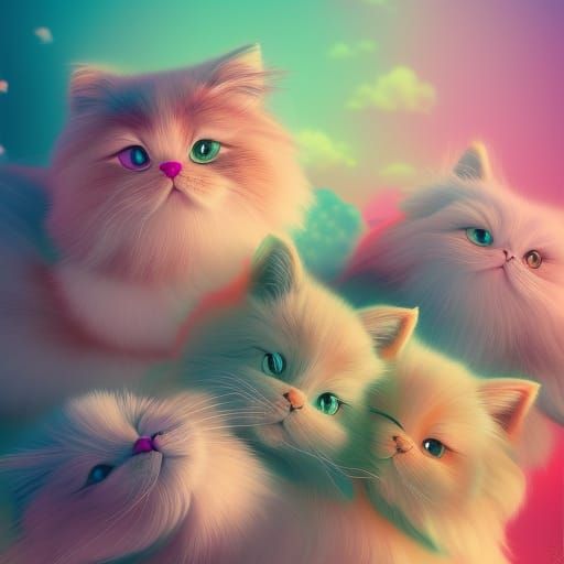 A Bunch Of Cute Fluffy Cats   AI Generated Artwork   NightCafe Creator