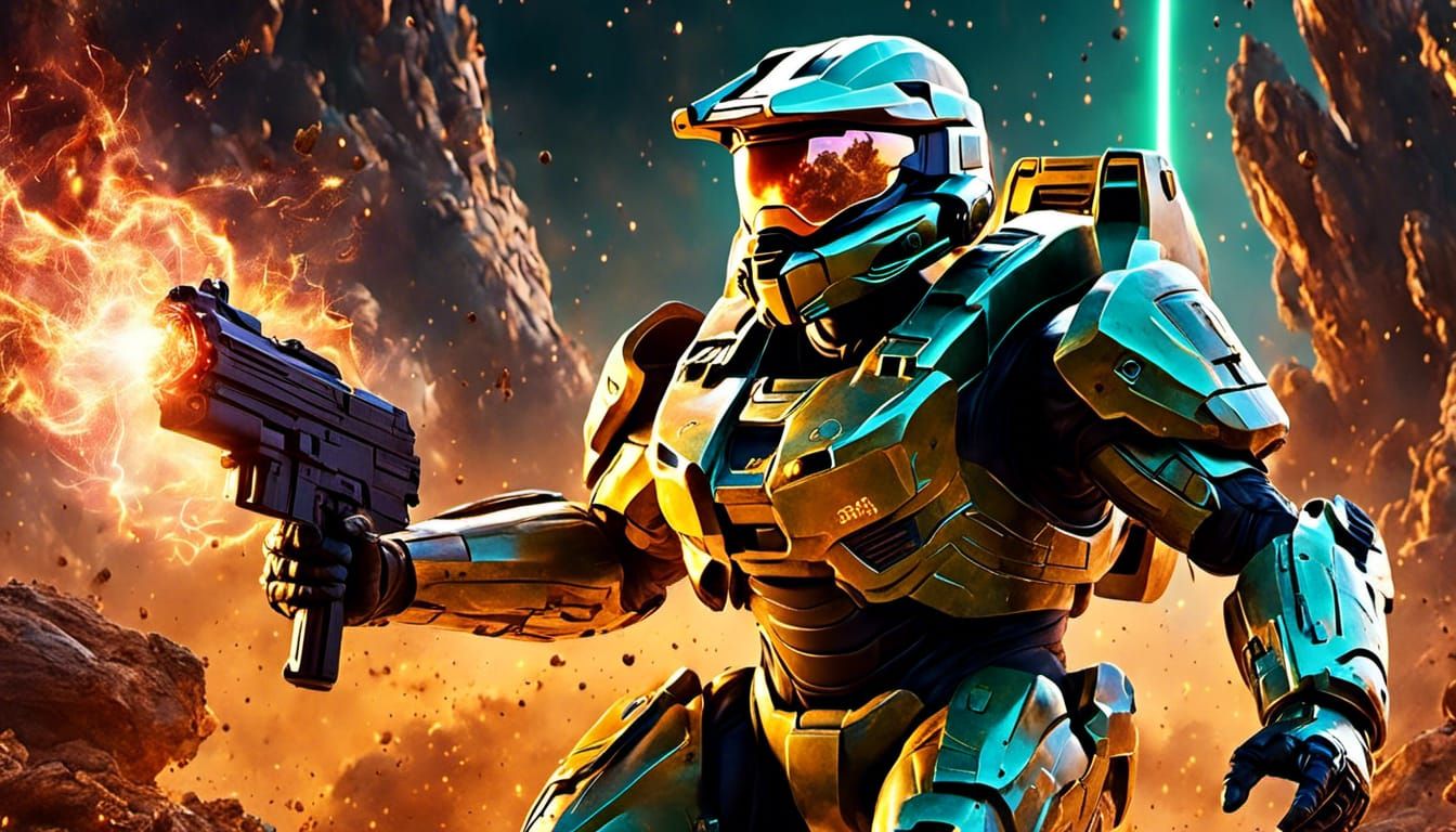Mid-Battle Master Chief  by @CaliFloof