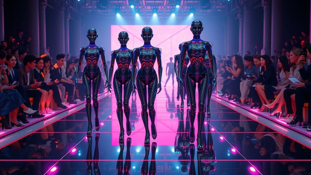 Generate a high-definition image of a futuristic high-fashio...