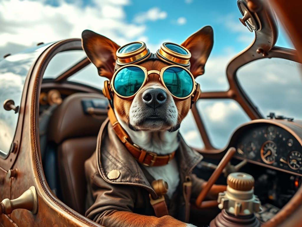 steampunk pilot dog  by @Fella Spears