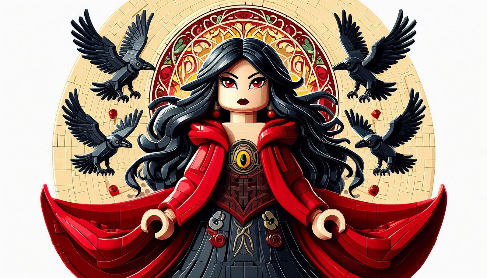 Lady in Red with Ravens -Lego Art