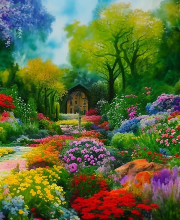 Beautiful Floral garden - AI Generated Artwork - NightCafe Creator